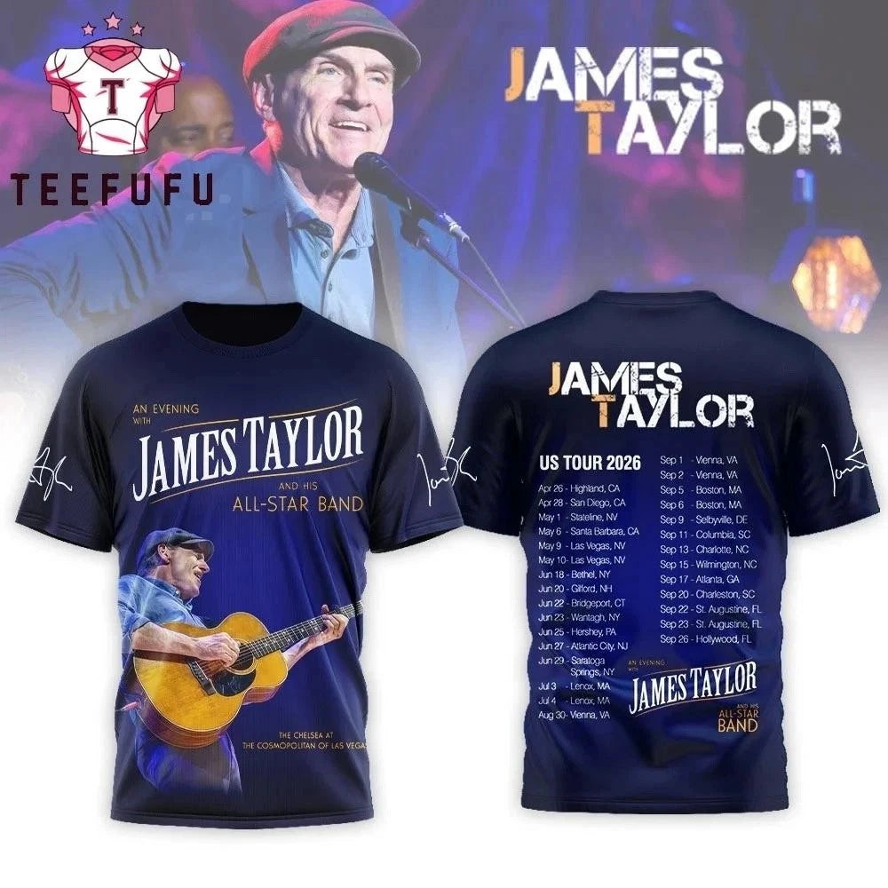 James Taylor And His All-Star Band US Tour 2026 3D Shirt PP2887