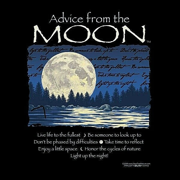 Moon T-shirt S M L 2XL Black Advice Unisex Sizes 100% Cotton NEW NWT