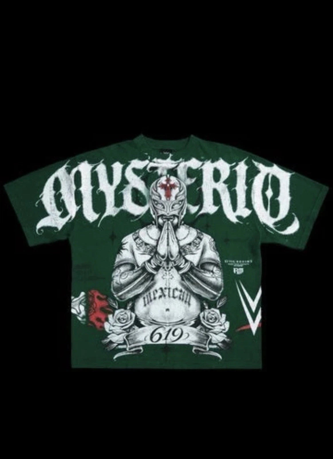 Mysterio's Heritage "Side By Side" 199X Oversized Tee in Deep Green Sz L In hand