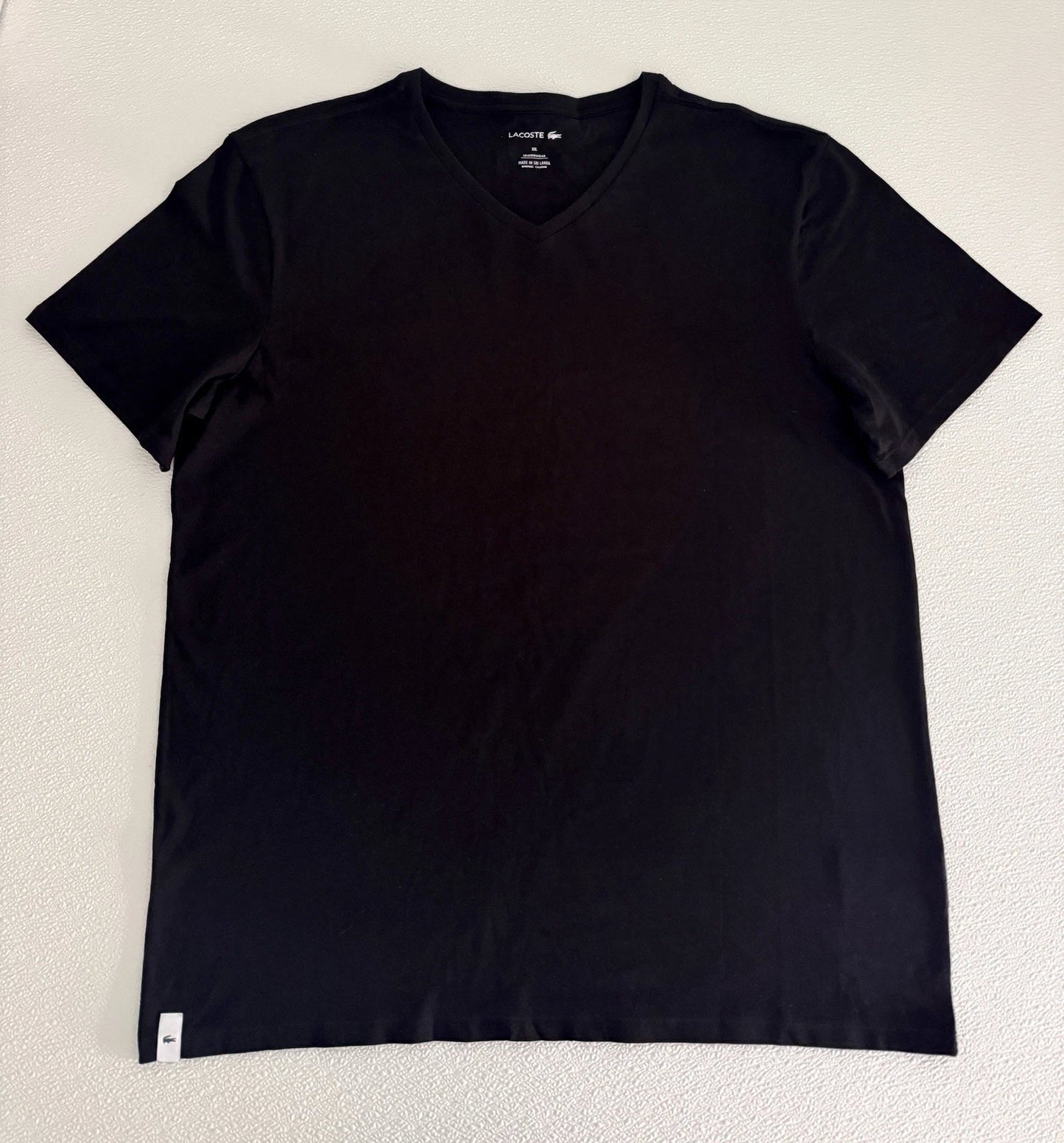 NEW Lacoste Men T-Shirts Underwear XXL 2XL Cotton V neck Black