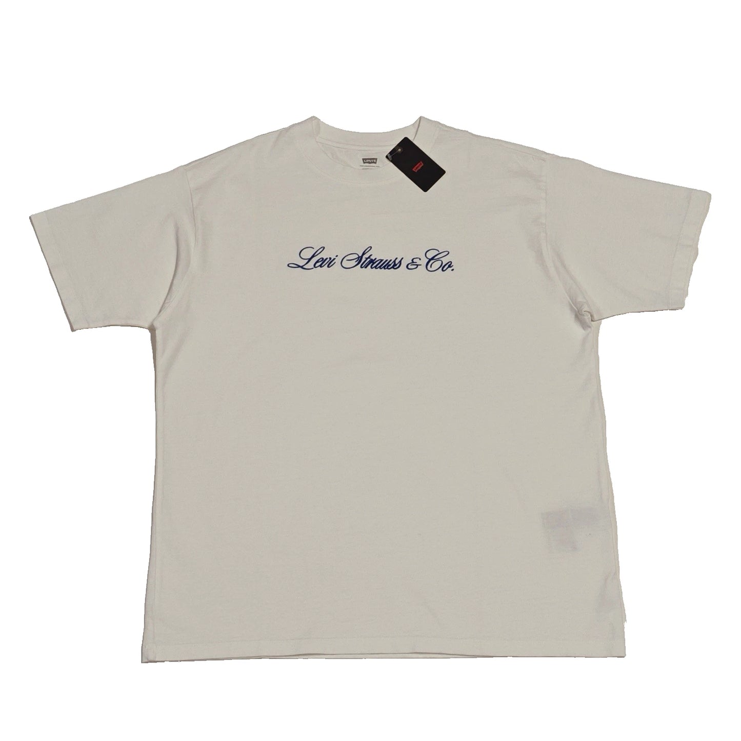 Levi Strauss & Co Crew Neck Vintage Fit Large Tshirt White Blue Embroidered
