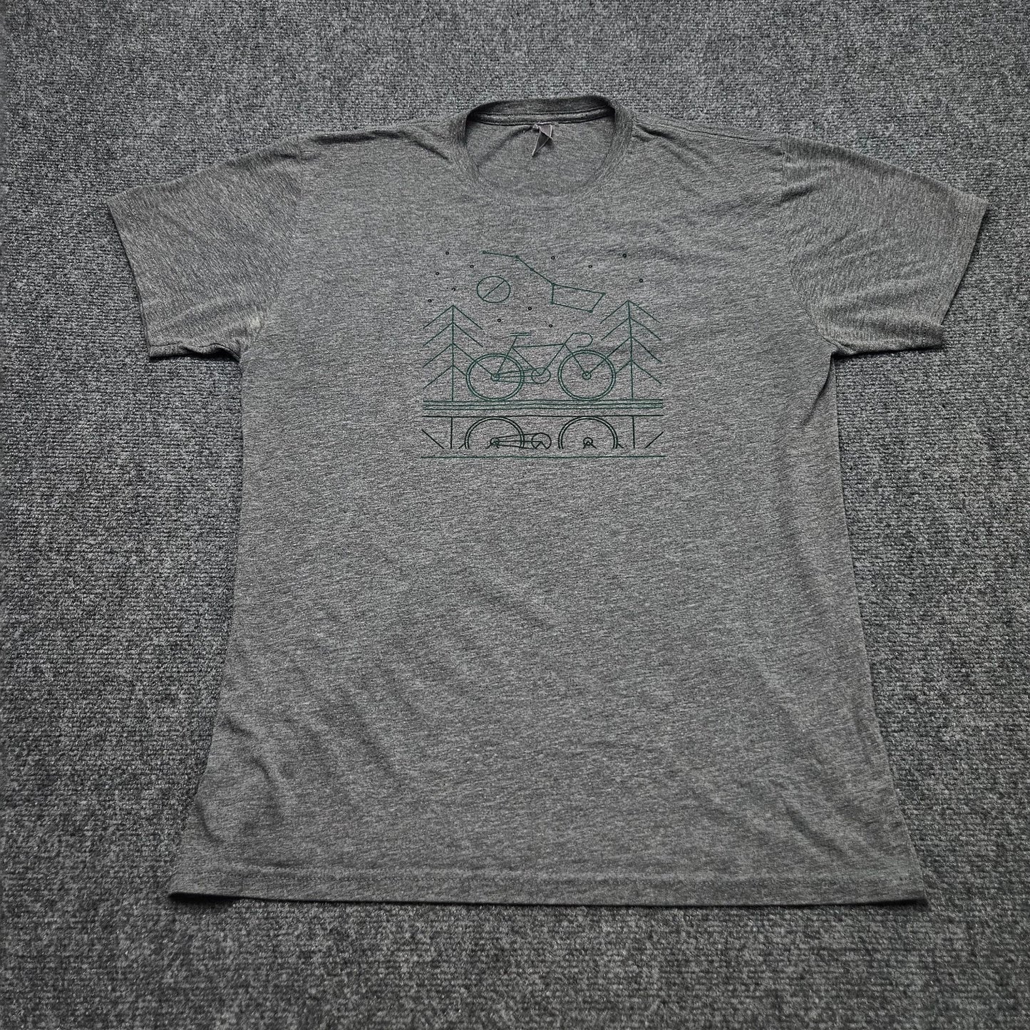 Next Level Graphic T Shirt Large Gray Short Sleeve Bike Trees Cycling Artsy