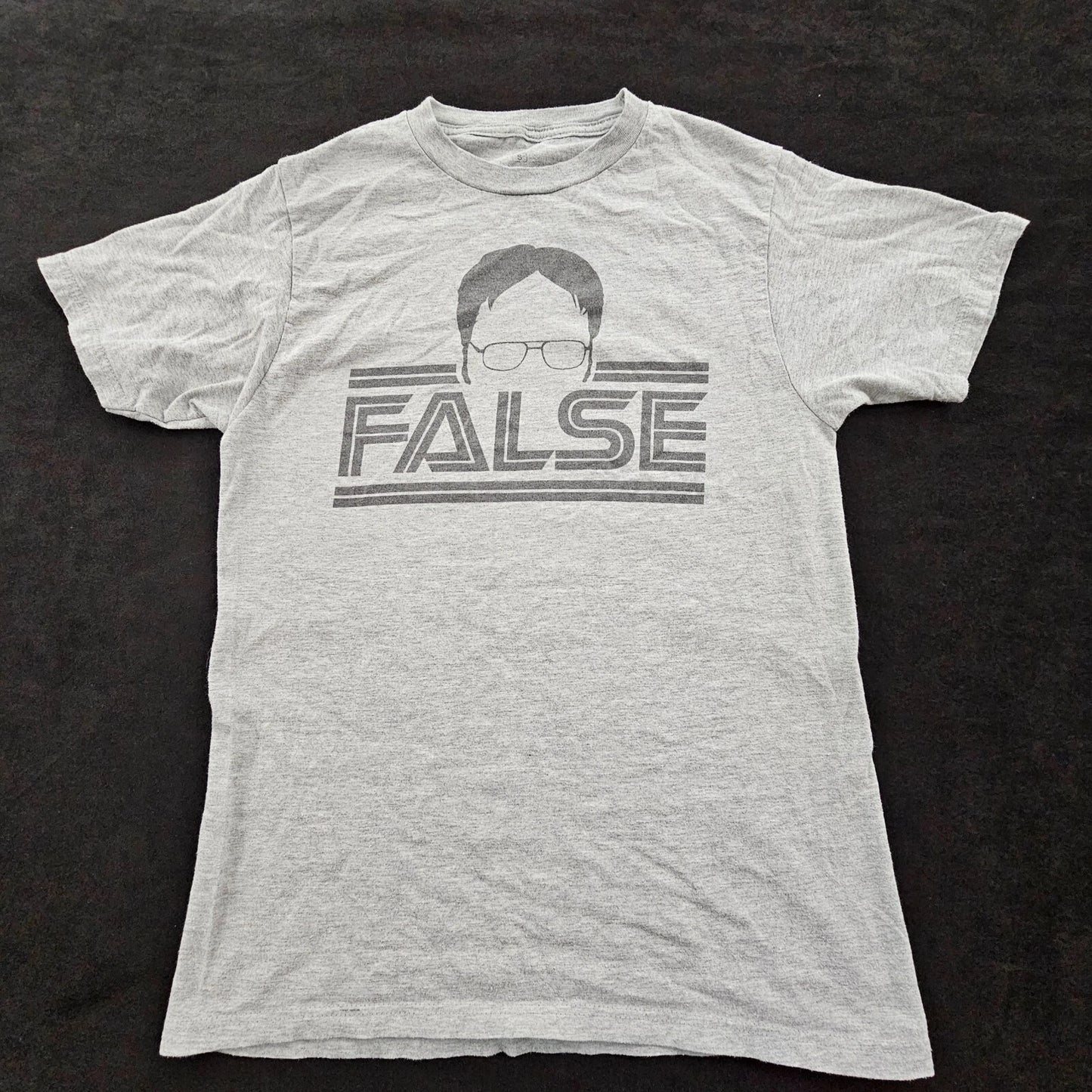 False Dwight The Office Gray Short Sleeve Cotton Blend T-Shirt Men's S