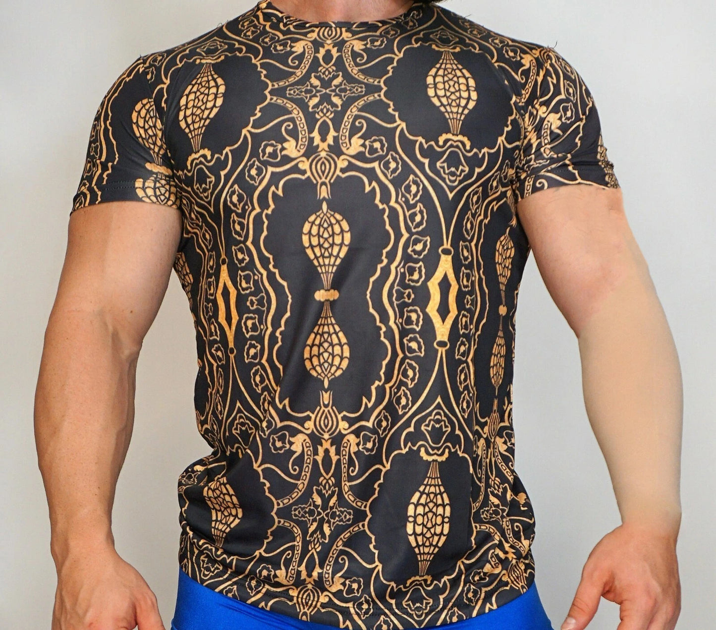 MEN'S SHINY POLYESTER PRINT T-SHIRT ADULT MEDIUM