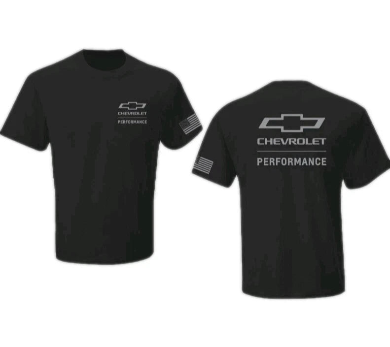 NEW CHEVY PERFORMANCE USA FLAG BLACK SHORT SLEEVE MENS COTTON TEE SHIRT D7893