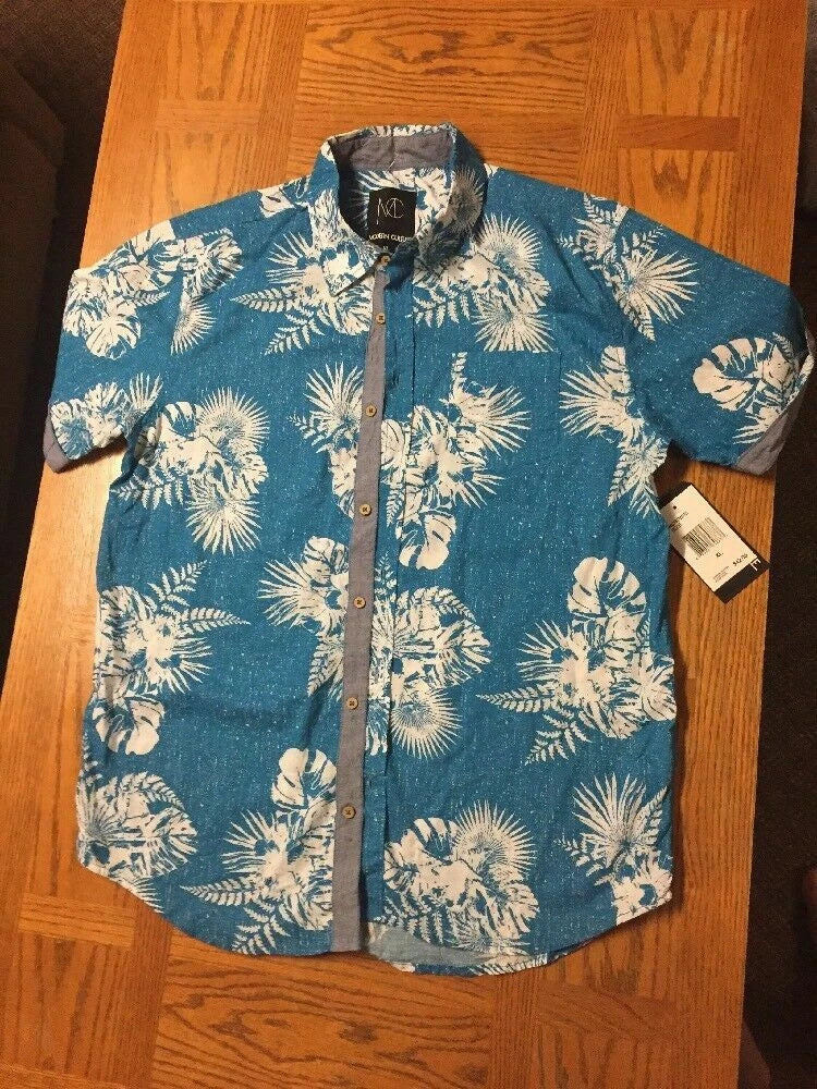 Modern Culture Shirt mens size XL Button front short sleeves beach Nwt Blue