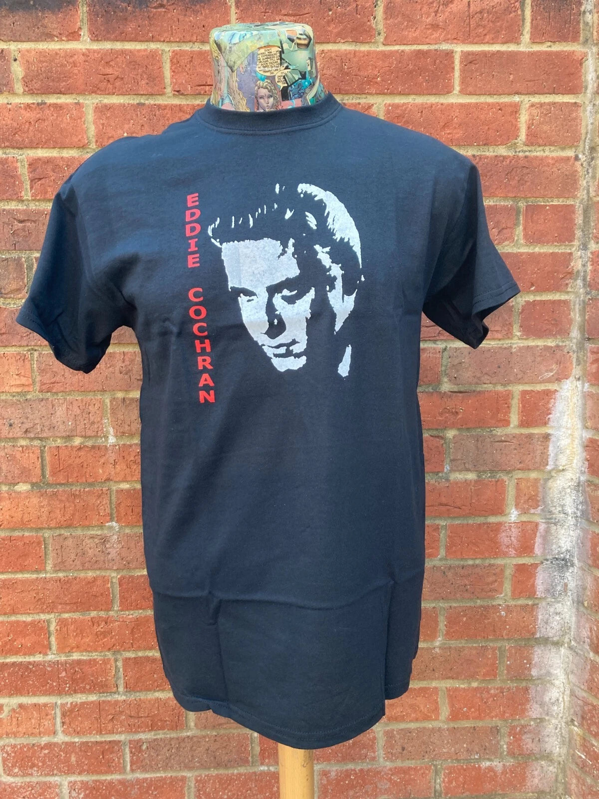 EDDIE COCHRAN BLACK SCREEN PRINTED T SHIRT ROCKABILLY ROCK N ROLL 50s FREEPOST