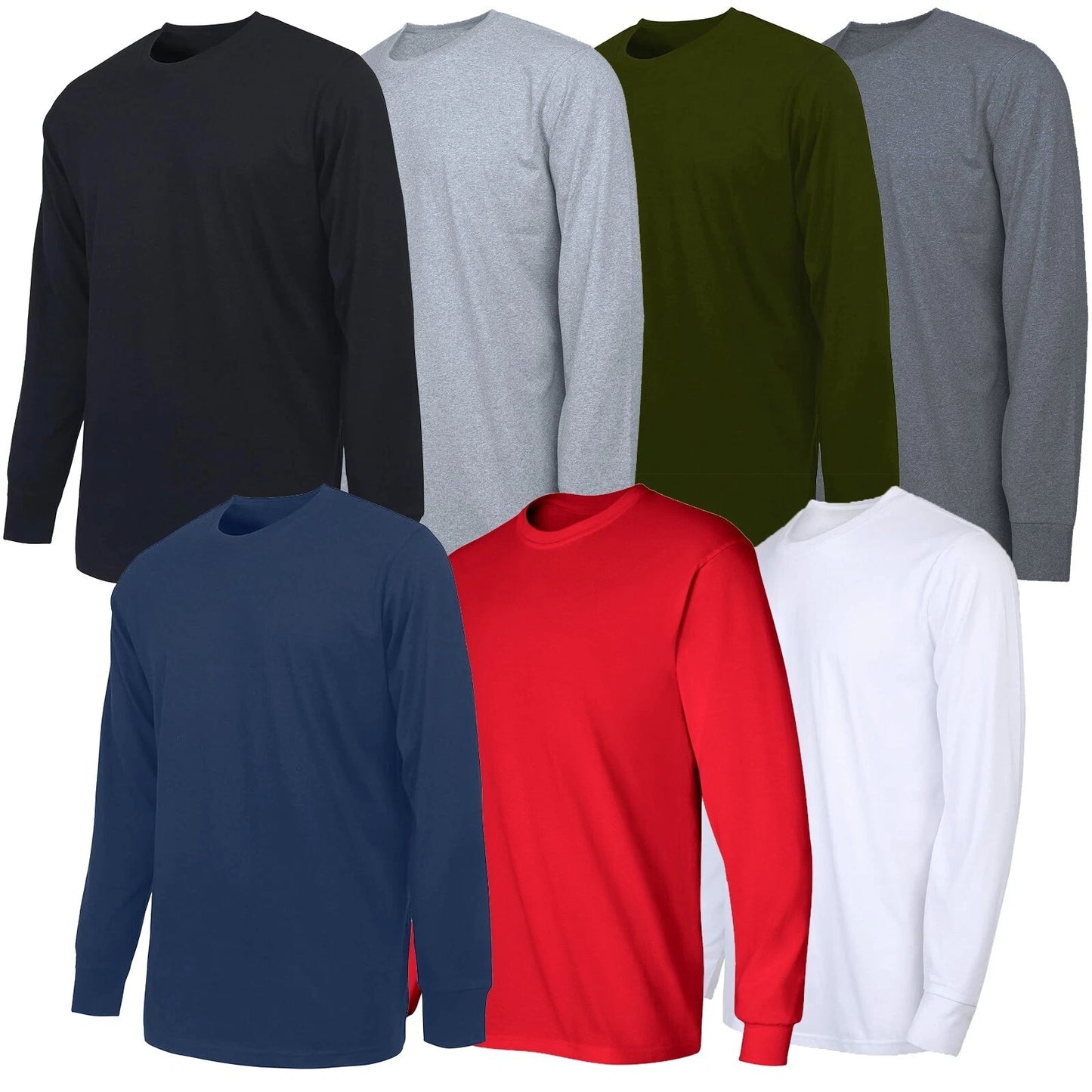 Mens Long Sleeve Crew Neck & Performance Tees Layer Lounge Gym Work Casual NEW