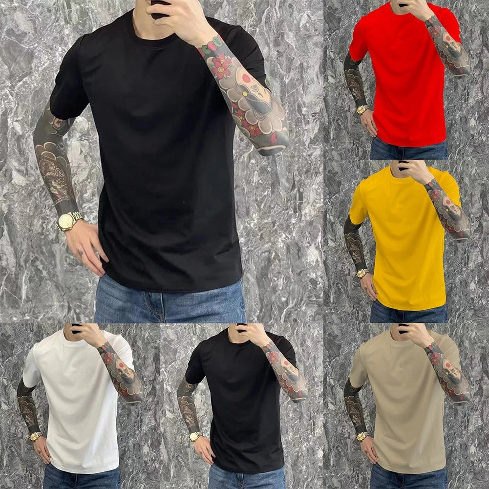 Simple Yet Stylish Men's Solid Color Tee Perfect for Layering or Solo Wear