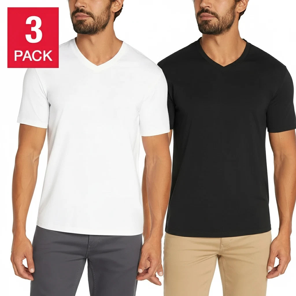 Banana Republic V-Neck T-Shirt 3-Pack Cotton Stretch White Black Sizes S - XXL