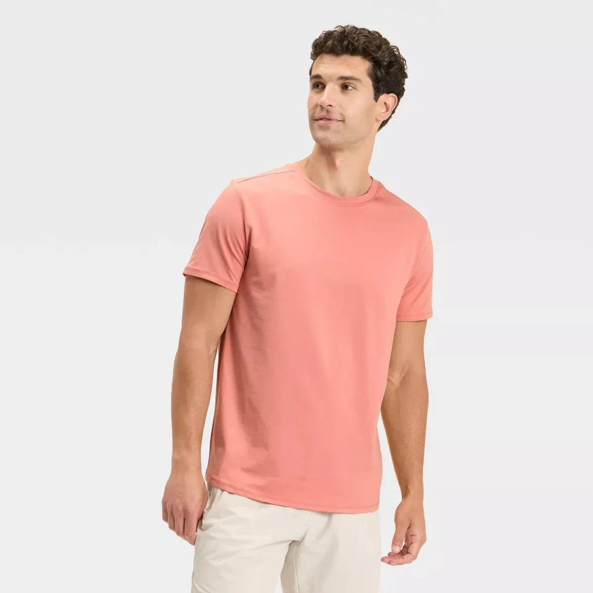 All in Motion Men's Short Sleeve Soft Stretch T-Shirt - Mauve Sand - Size SM