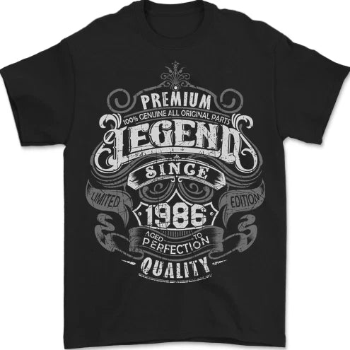 Premium Legend 40th Birthday 1986 Mens T-Shirt 100% Cotton