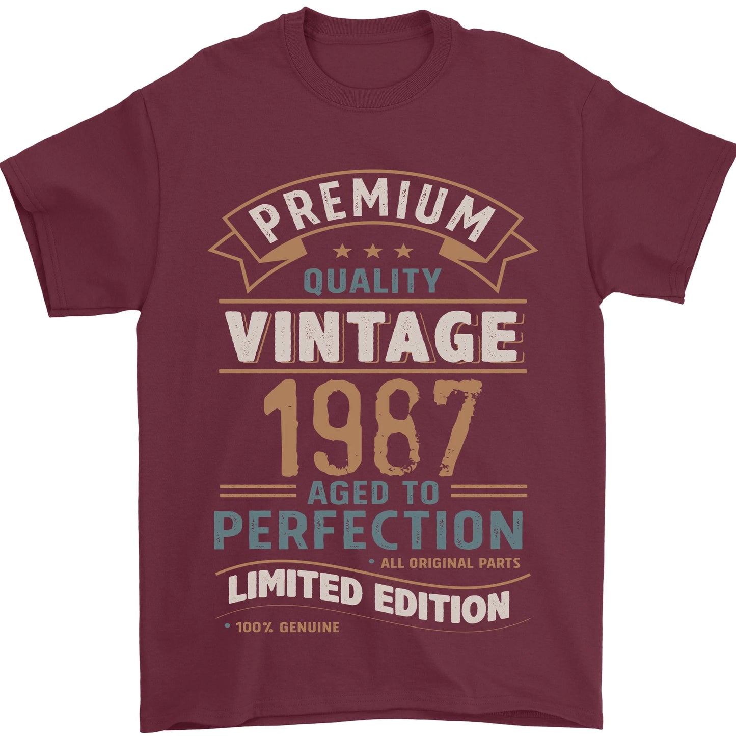 Premium Vintage 39th Birthday 1987 Mens T-Shirt 100% Cotton
