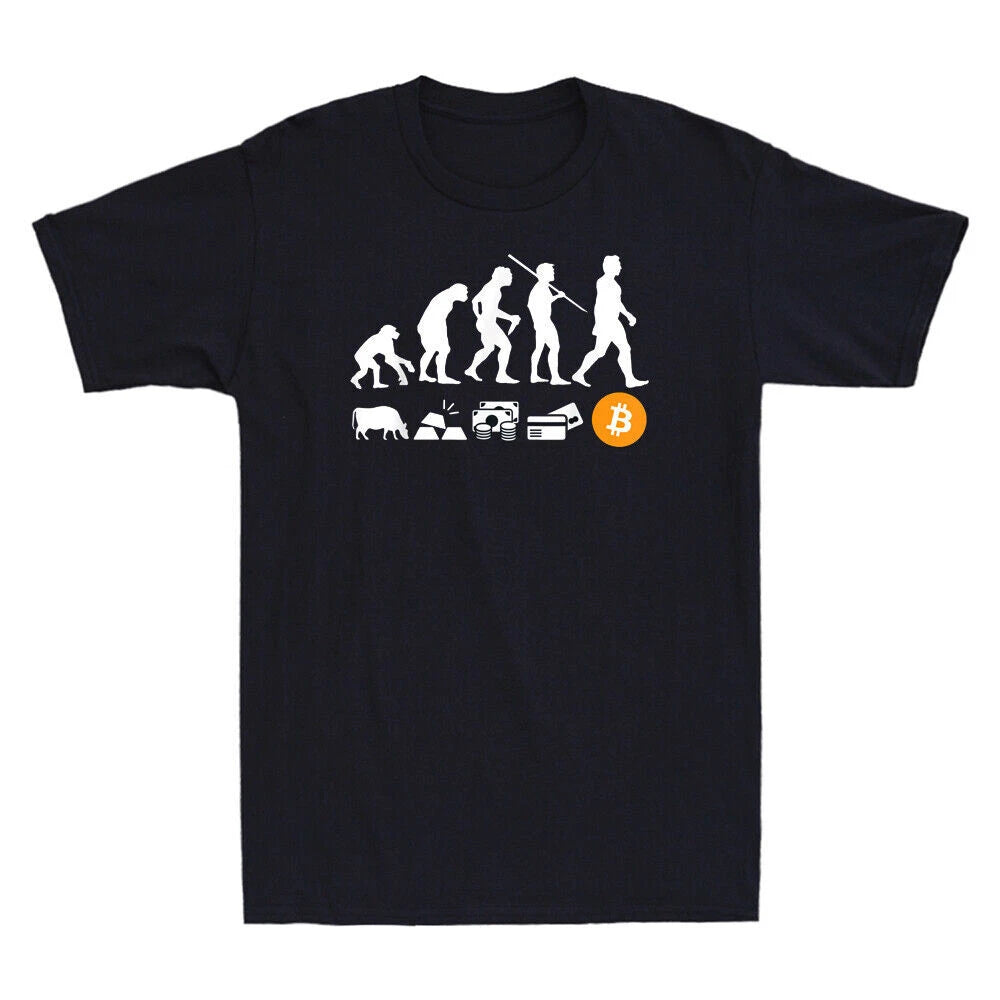 The Evolution of Money BTC Funny Gift Novelty Men's T-Shirt Cotton Tee