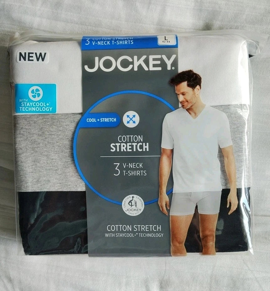 Jockey Cotton Stretch, V-Neck, T-Shirt, 3 Pack