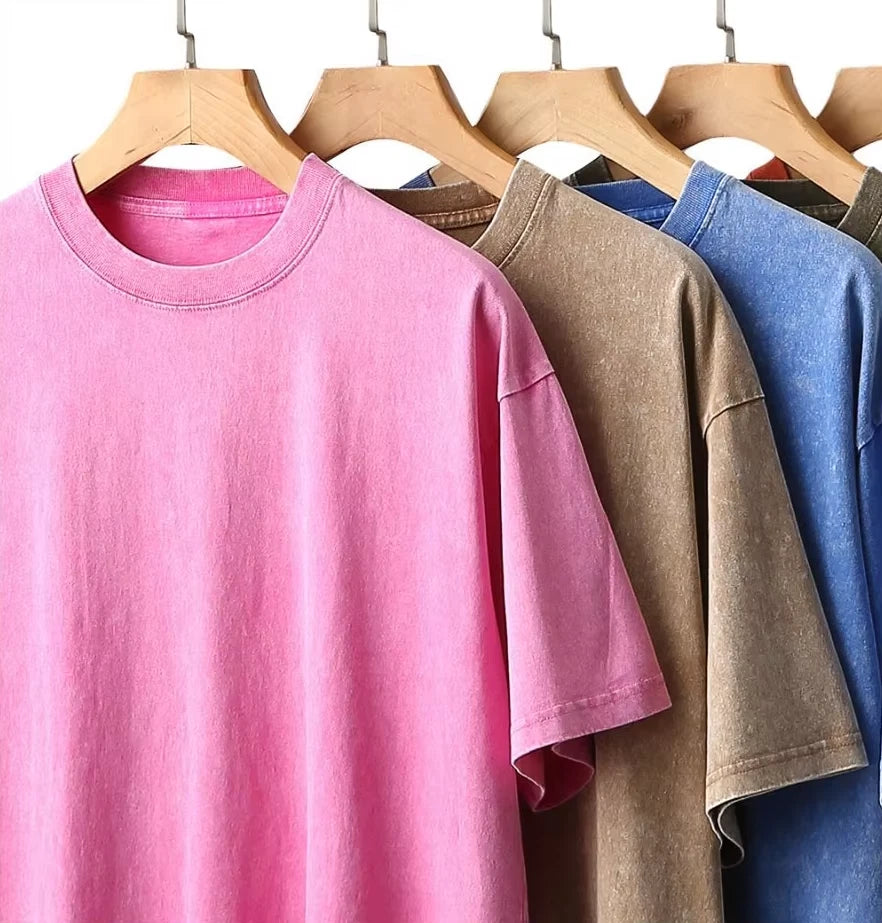 Oversized 100% Cotton Acid Wash T-shirt Heavyweight Hip Hop Style Tee