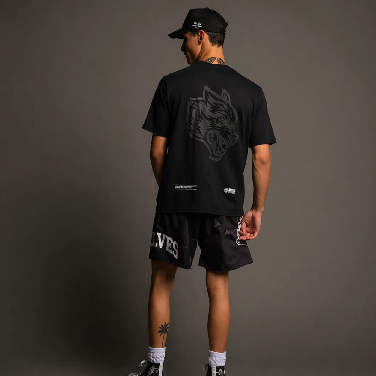 Men's Cotton Wolf Head Printed Sports Casual Short Sleeved Oversized T-shirt