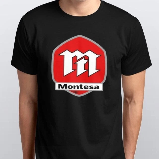Montesa Style Motorcycle Printed T Shirt womens Mens white Black