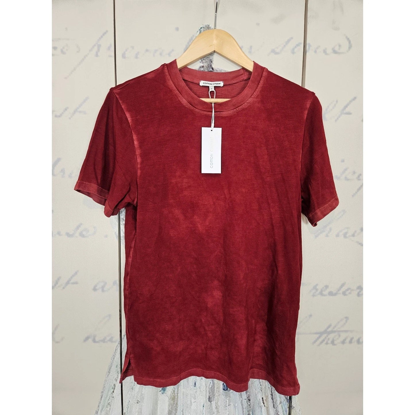 Cotton Citizen Mens Standard Tee Crimson Red Hand Dyed Slub Cotton T-Shirt S NEW