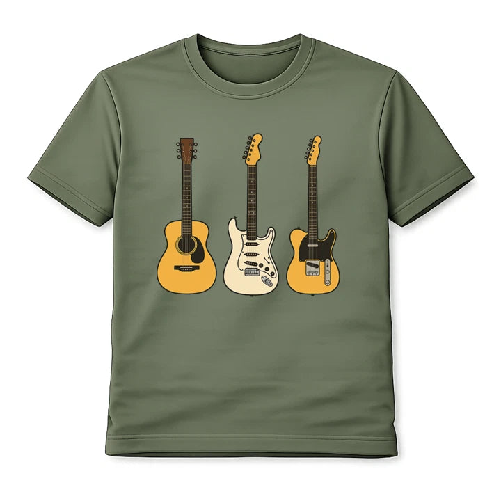 Guitar Collection T-Shirt Unisex Acoustic and Electric Guitars Music Graphic Tee