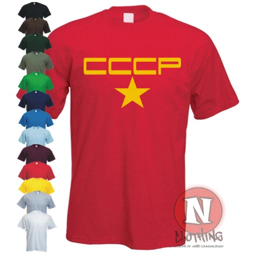 NAUGHEES CCCP T-Shirt Retro Communism Cold War Russia Moscow Graphic