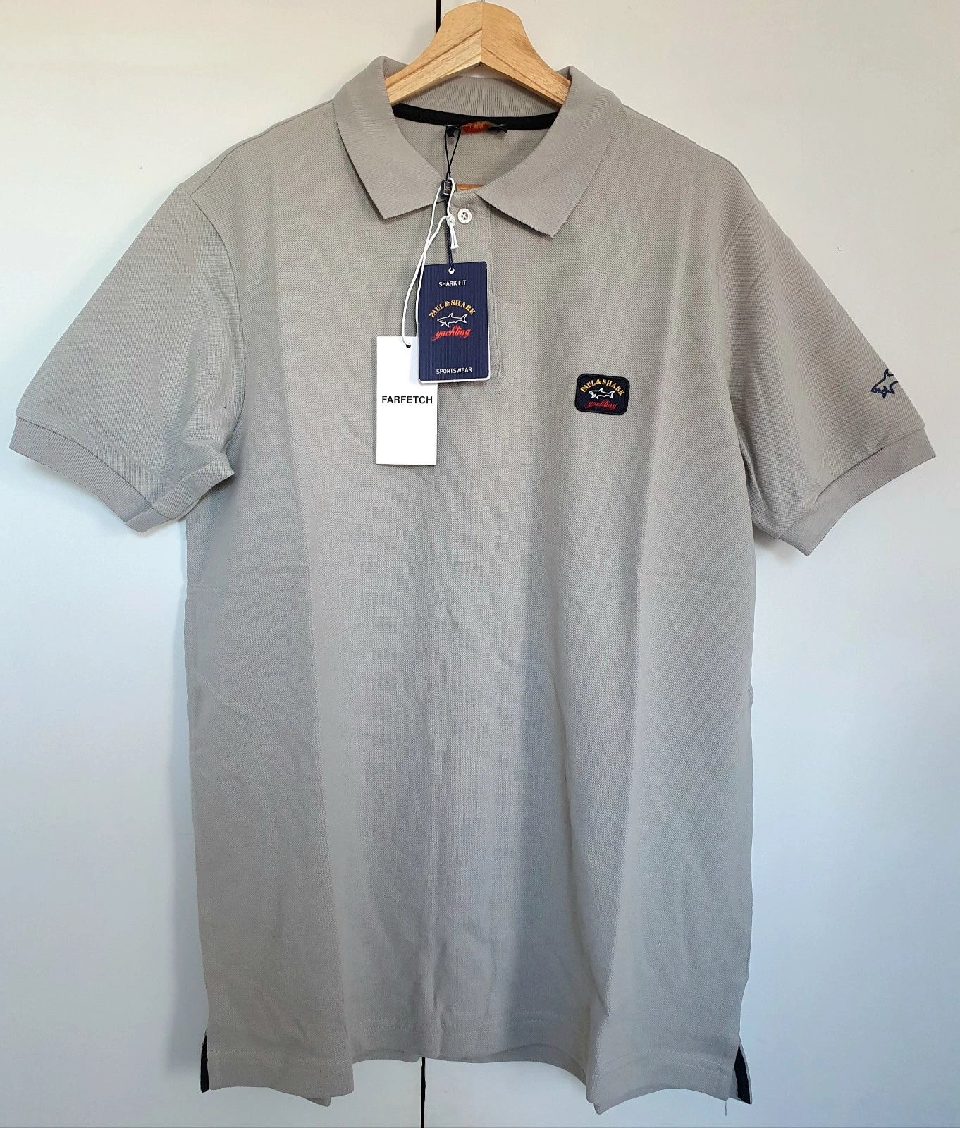 Paul & Shark Men's Polo T-Shirts Cotton Pique Heritage Badge Slim Fit GREY