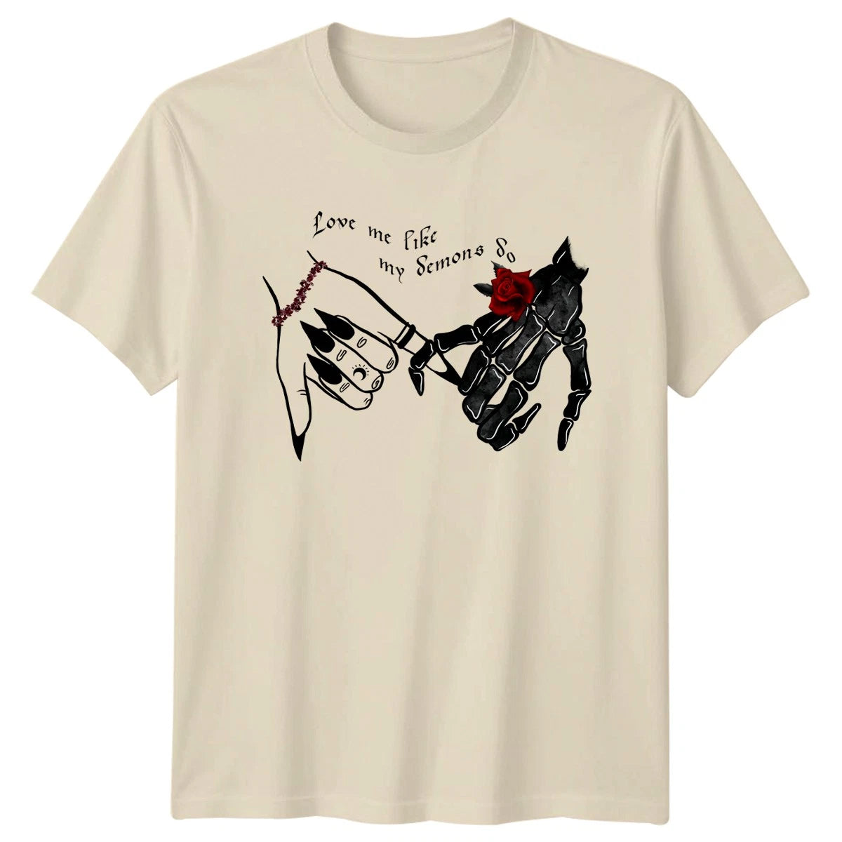 Love Me Like My Demons Womens T-Shirt Dark Aesthetic Gothic Halloween Gift
