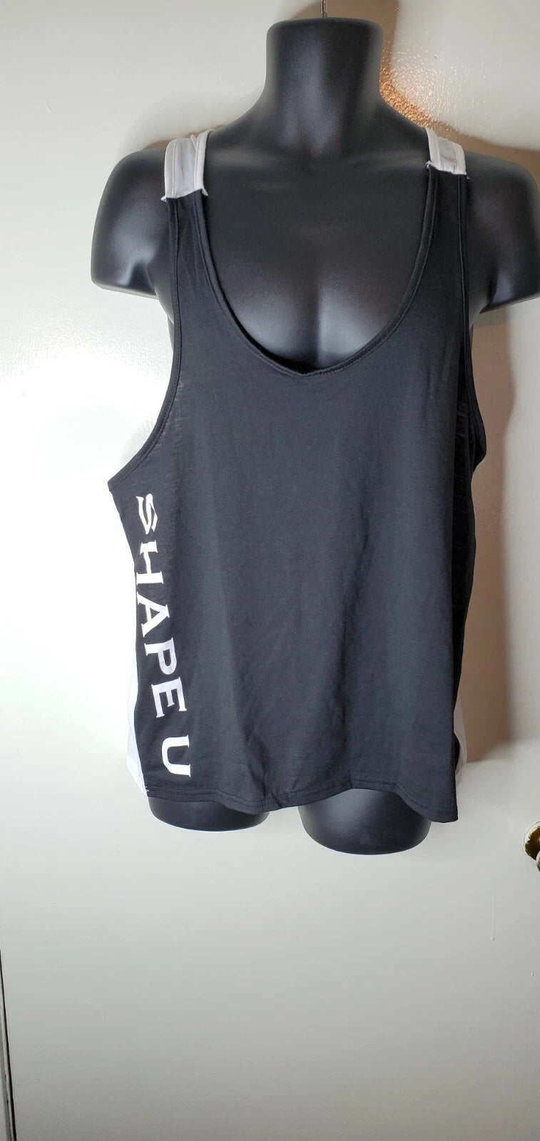 Shape U Mens Black White Tank top Activewear Sz Med Brand New