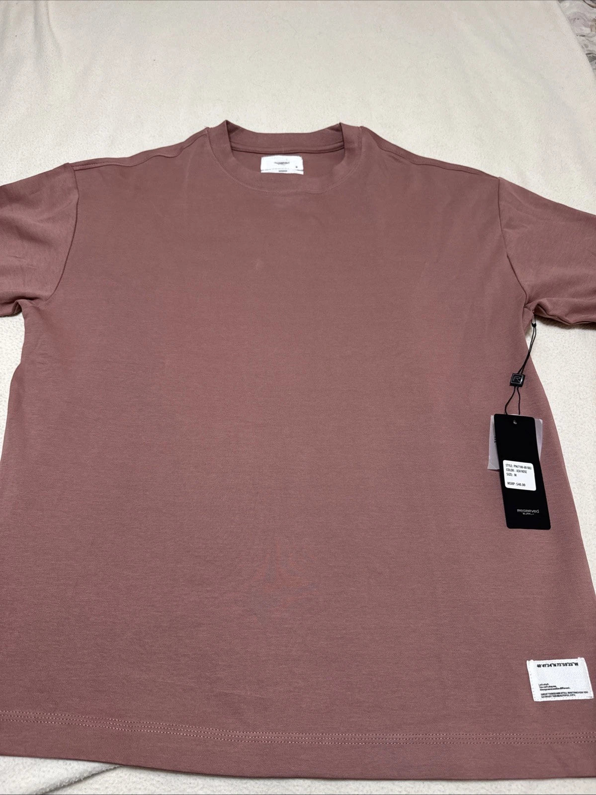 Reserved Supply Men’s Oversize Fit T-Shirt ASH ROSE Size Medium Crew Neck NWT