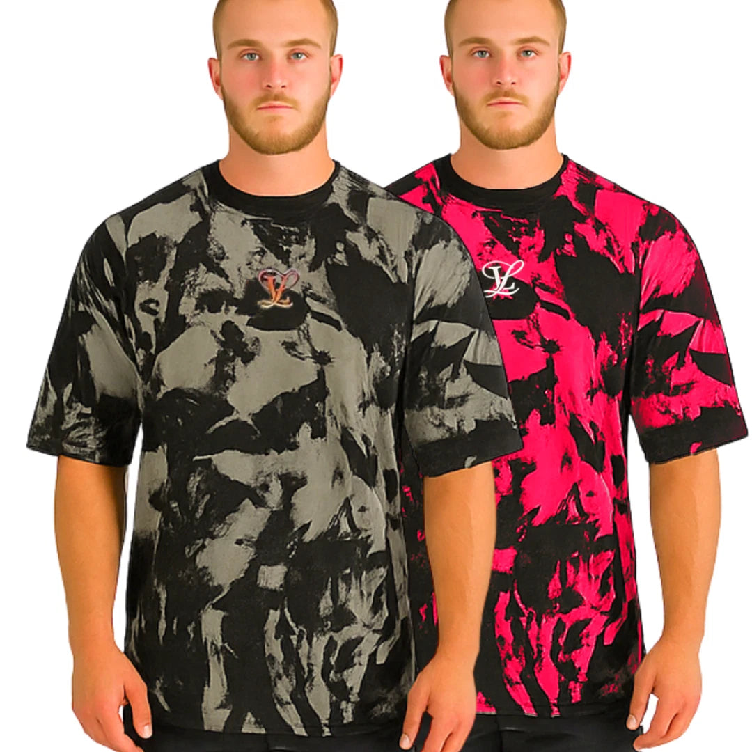 Mens 100% Cotton Tshirt Oversized Women Gym Shirts Acid Washed Tie Dye Tee Tops