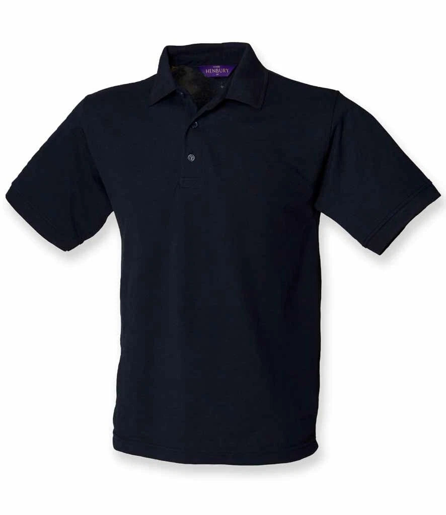 2 x Polo Shirt - Henbury Classic Navy Pique H400-Unisex Casual Plain Collared