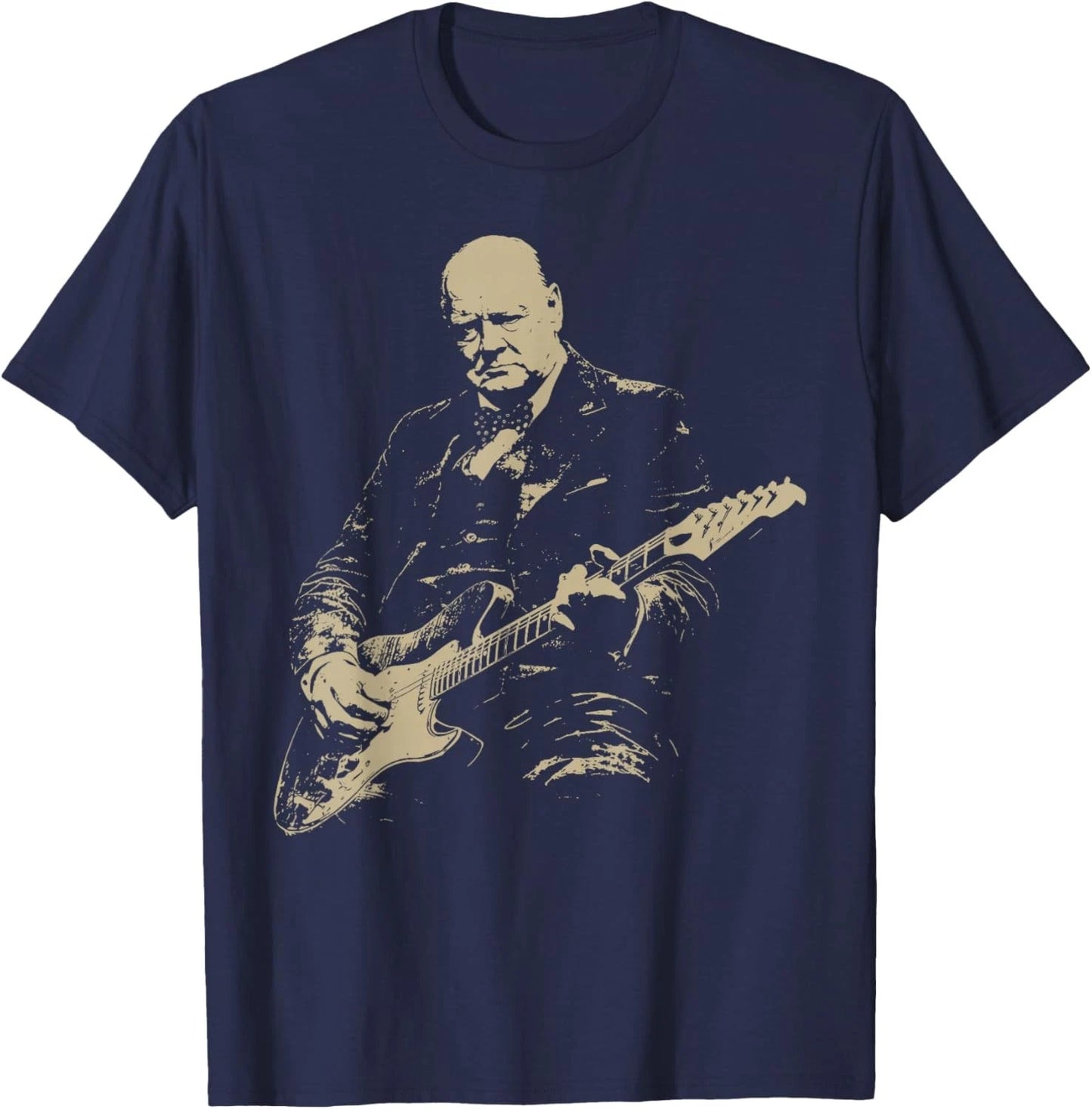 Winston Churchill Playing Electric Guitar Rocker Humor Unisex T-Shirt