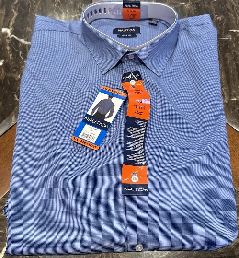 Nautica Men's Performance Slim Fit Dress Shirt Size XXL 18-18.5 36/37
