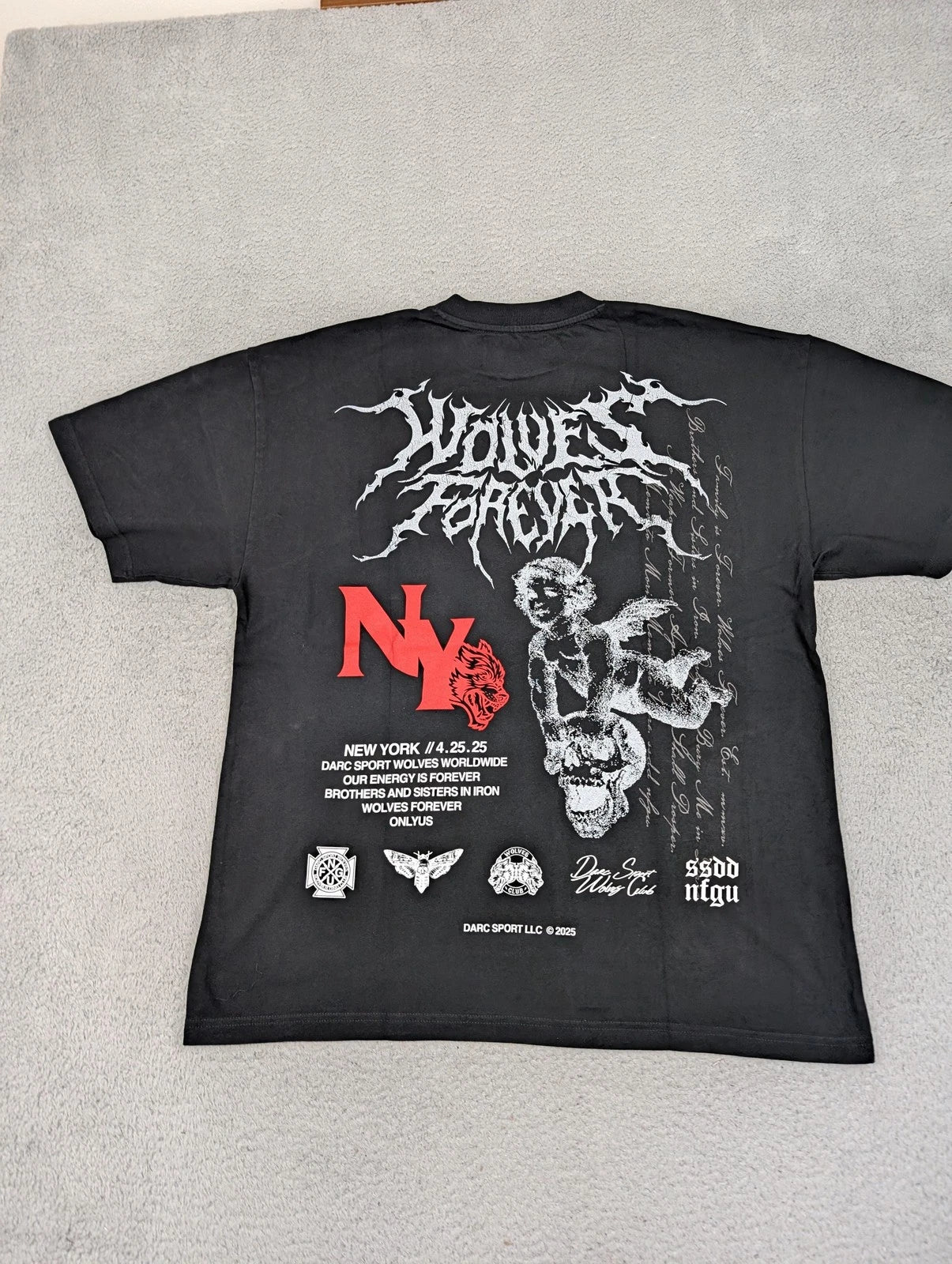 Darc Sport NY Wolves Forever Premium Shirt Mens Large Black Graphic Limited New