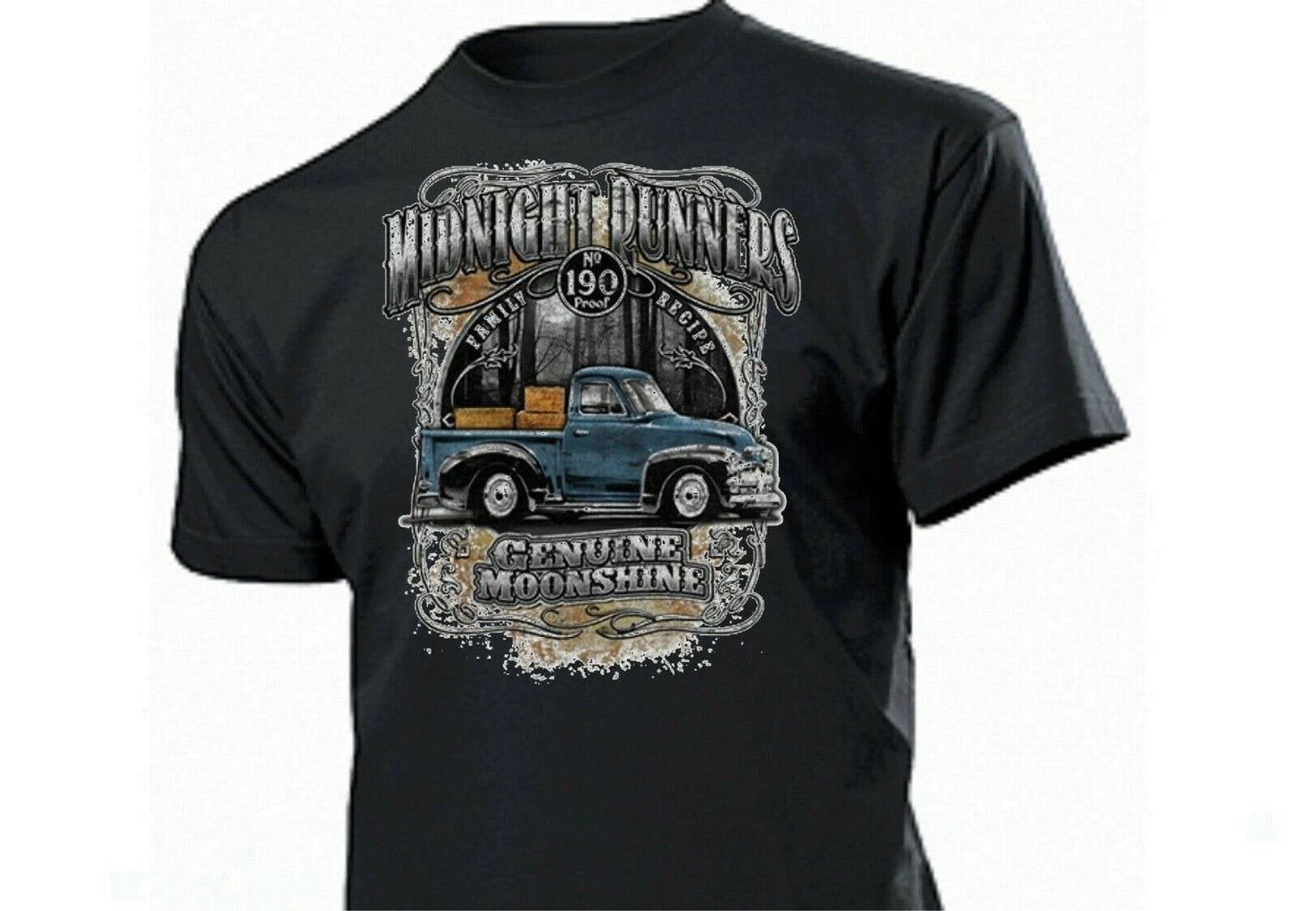 Midnight Runners Genuine Moonshine Rockabilly Vintage Vintage Pin Up T Shirt V8