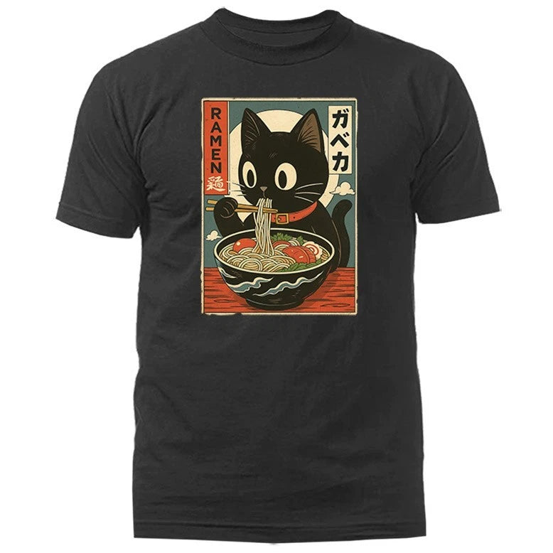 Cat Ramen Noodle Japanese Anime Manga Kawaii Cat Funny Humorous T-shirt