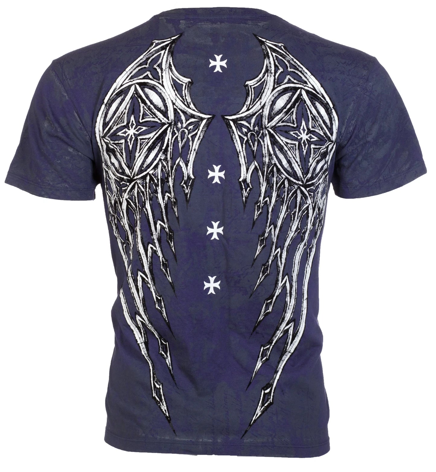 Archaic by Affliction Men's T-Shirt Stone Ranger Wings Cross Biker