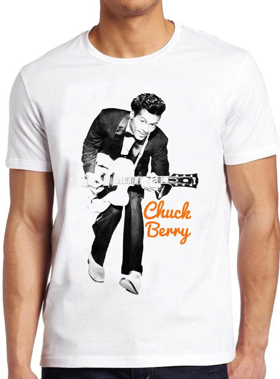 Chuck Berry Guitar Legend Rock N' Roll Retro Music Top Tee T Shirt 1156