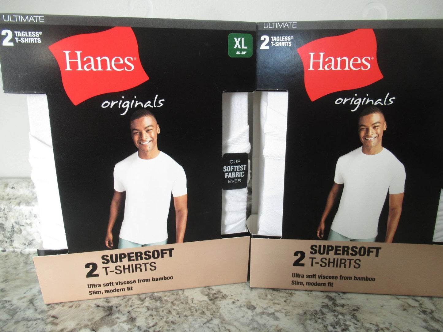 Hanes White T Shirts XL Tagless 4 Total Softest Fabric Supersoft Slim Modern Fit