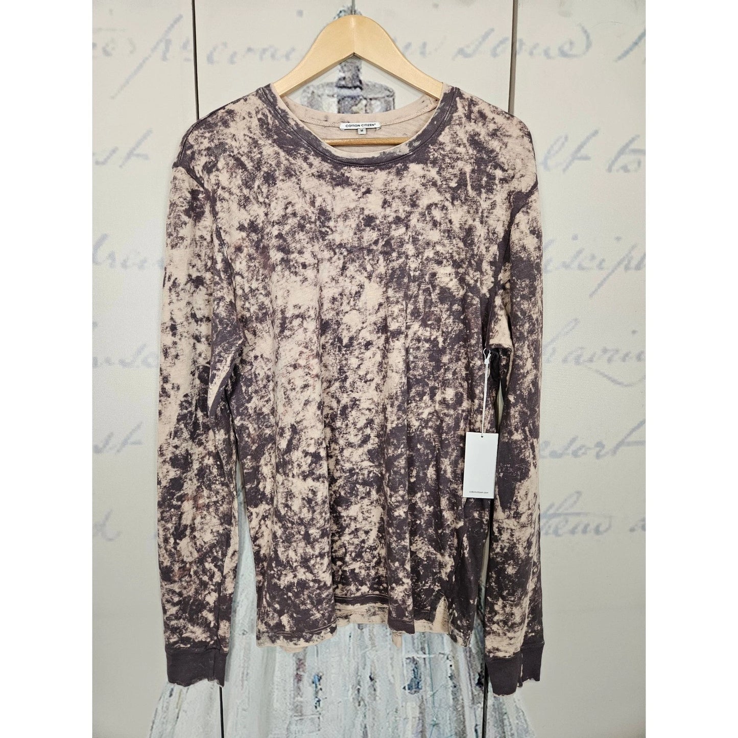 Cotton Citizen Acid Wash Long Sleeve T-Shirt Charcoal Tan Size M
