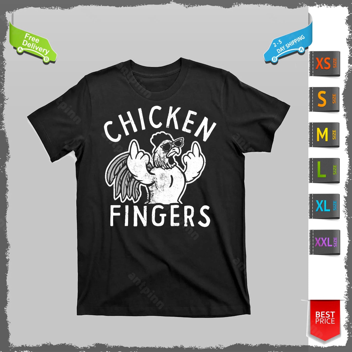 Mens Chicken Fingers T Shirt Funny Sarcastic Offensive Middle Finger Unisex