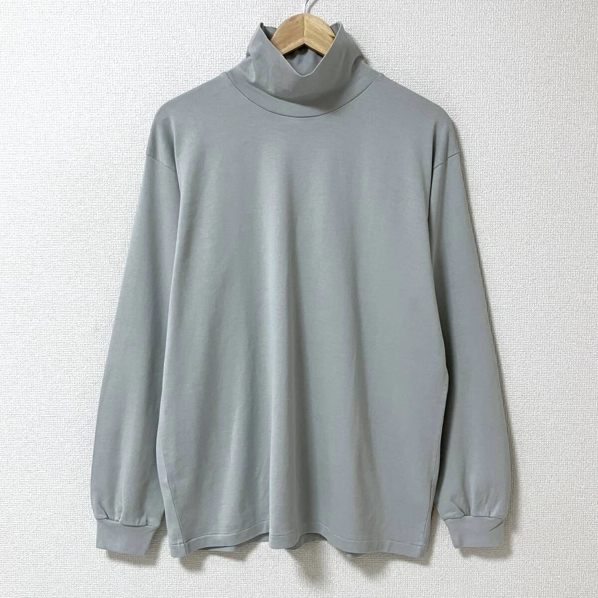 AURALEE Hi Neck L/S Tee Light Blue Pima Cotton 3