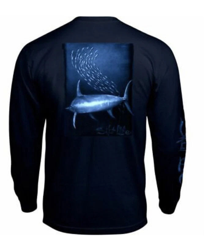 SALT LIFE Navy L/S T SHIRT "DEEP SWORDFISH" Men's XLARGE