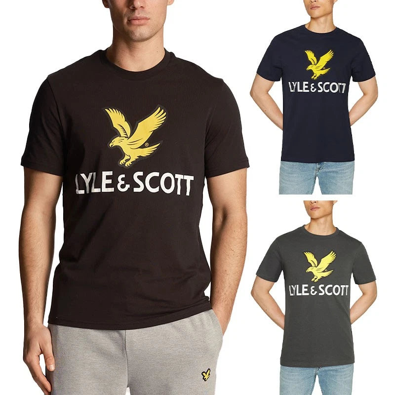 Lyle & Scott Mens Graphic T Shirts Short Sleeve Glitch Printed Summer Cotton Tee