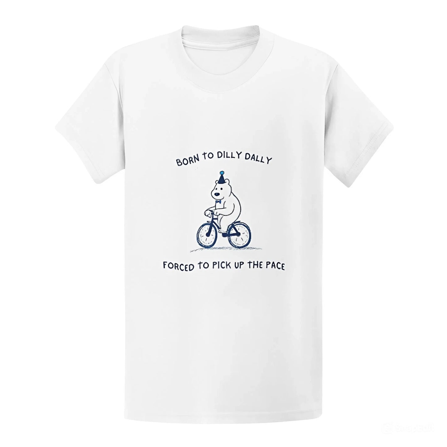 Funny Bear Cycling Shirt Born to Dilly Dally Graphic Tee for Men Women