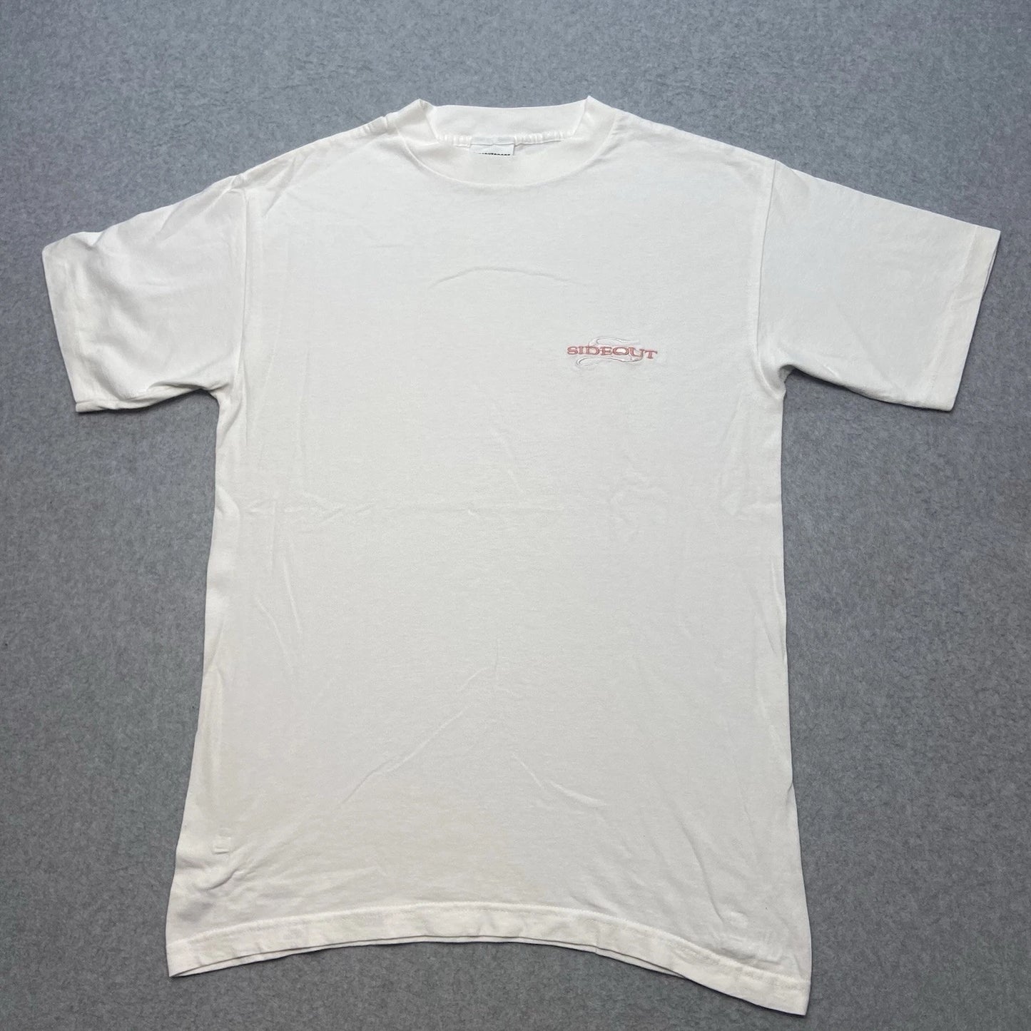 Vintage Y2K Sideout White T Shirt Size M Embroidered Logo Made In USA