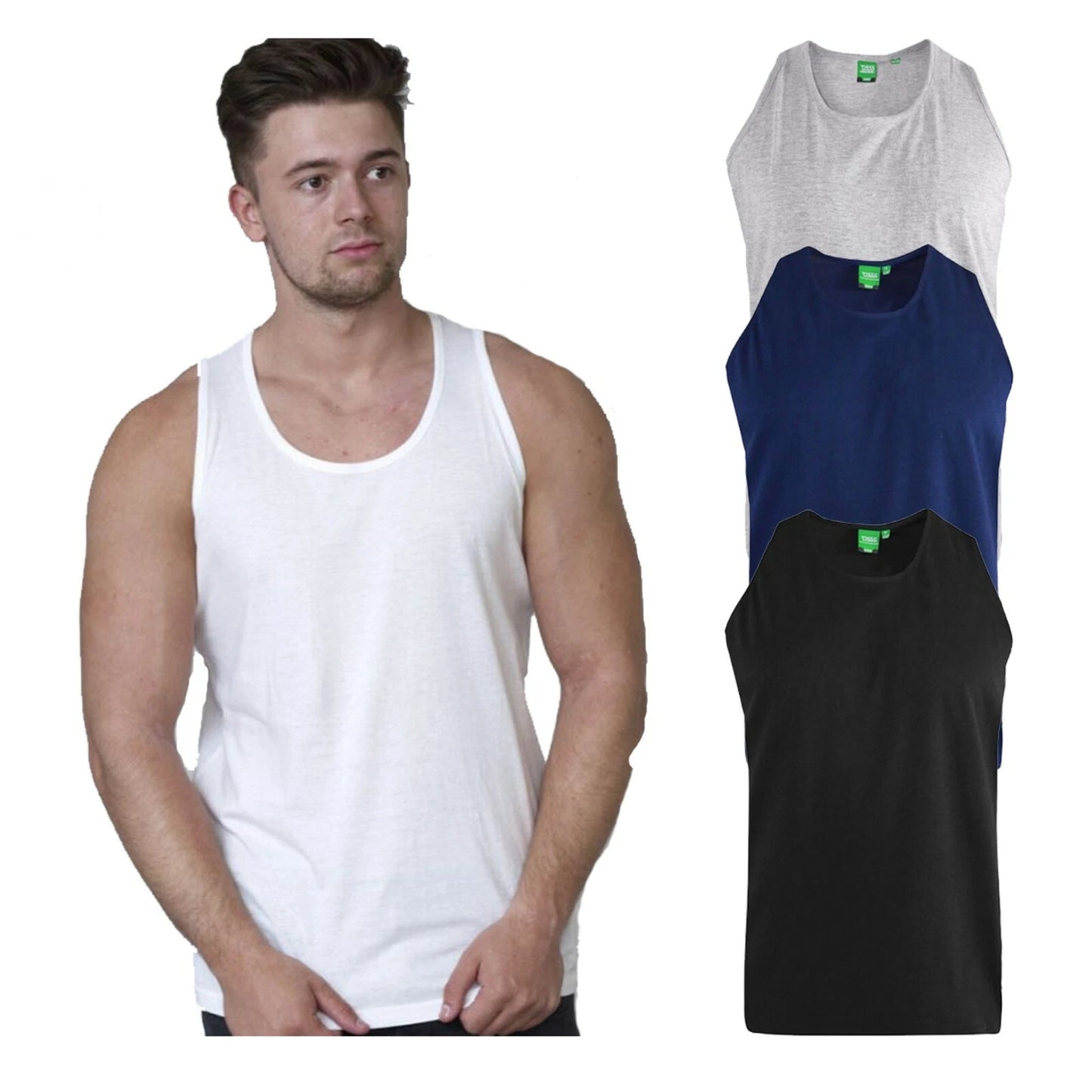 Men's Tank Top Muscle Vest D555 King Big Plus Size Summer Casual Cotton Gym Tee