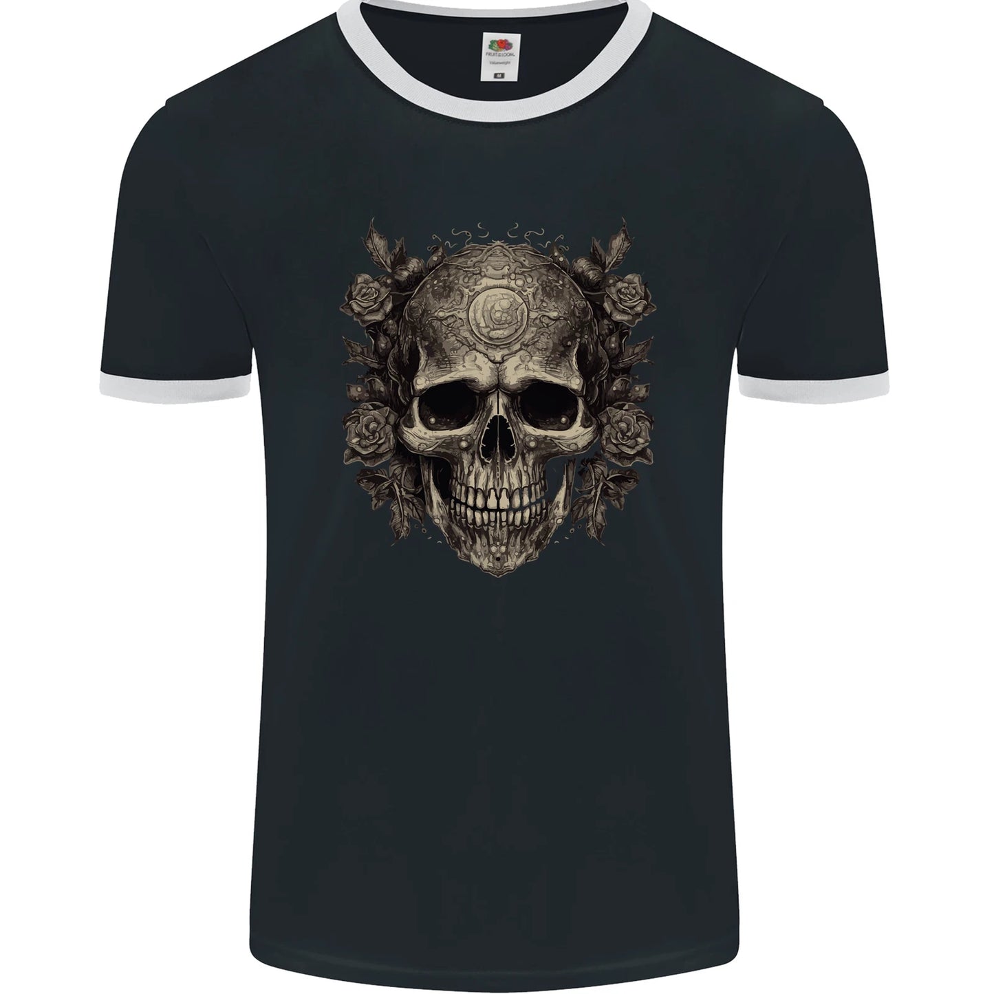 A Gothic Skull With Roses Mens Ringer T-Shirt FotL