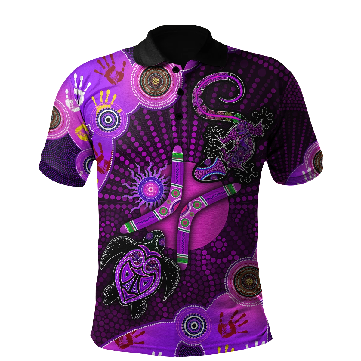 Aboriginal Style Printed Shortsleeve Polo-Shirts