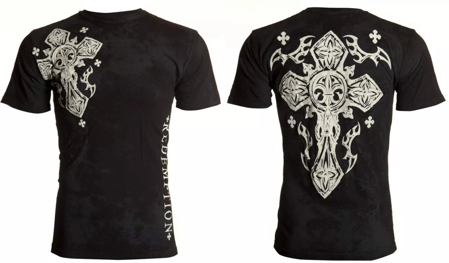 ARCHAIC by AFFLICTION Black FATAL COURSE Short Sleeve Slim Fit Y2K T-shirt NWT